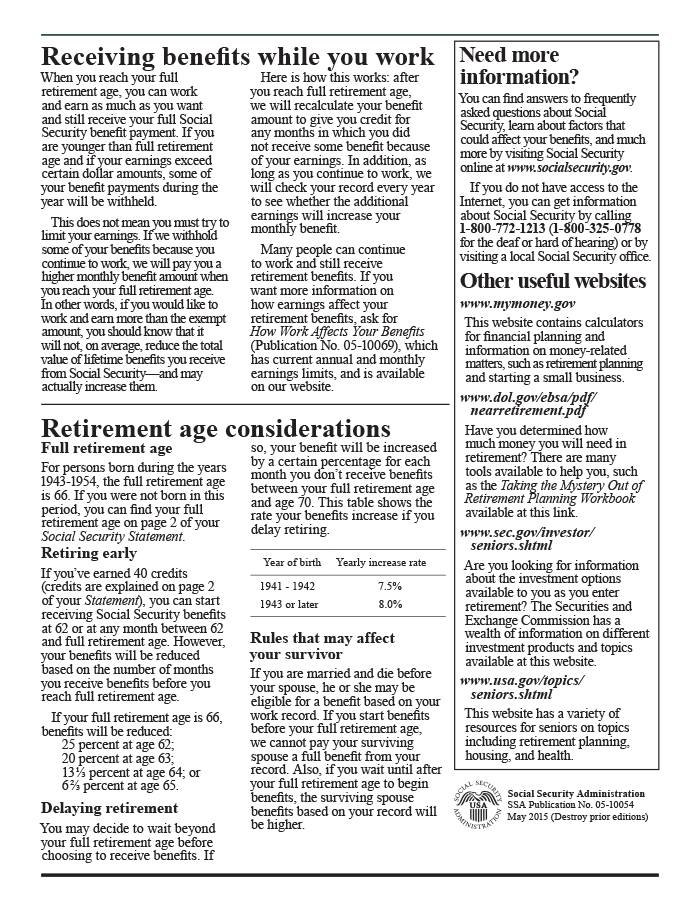 United States Social Security Statement, page 6